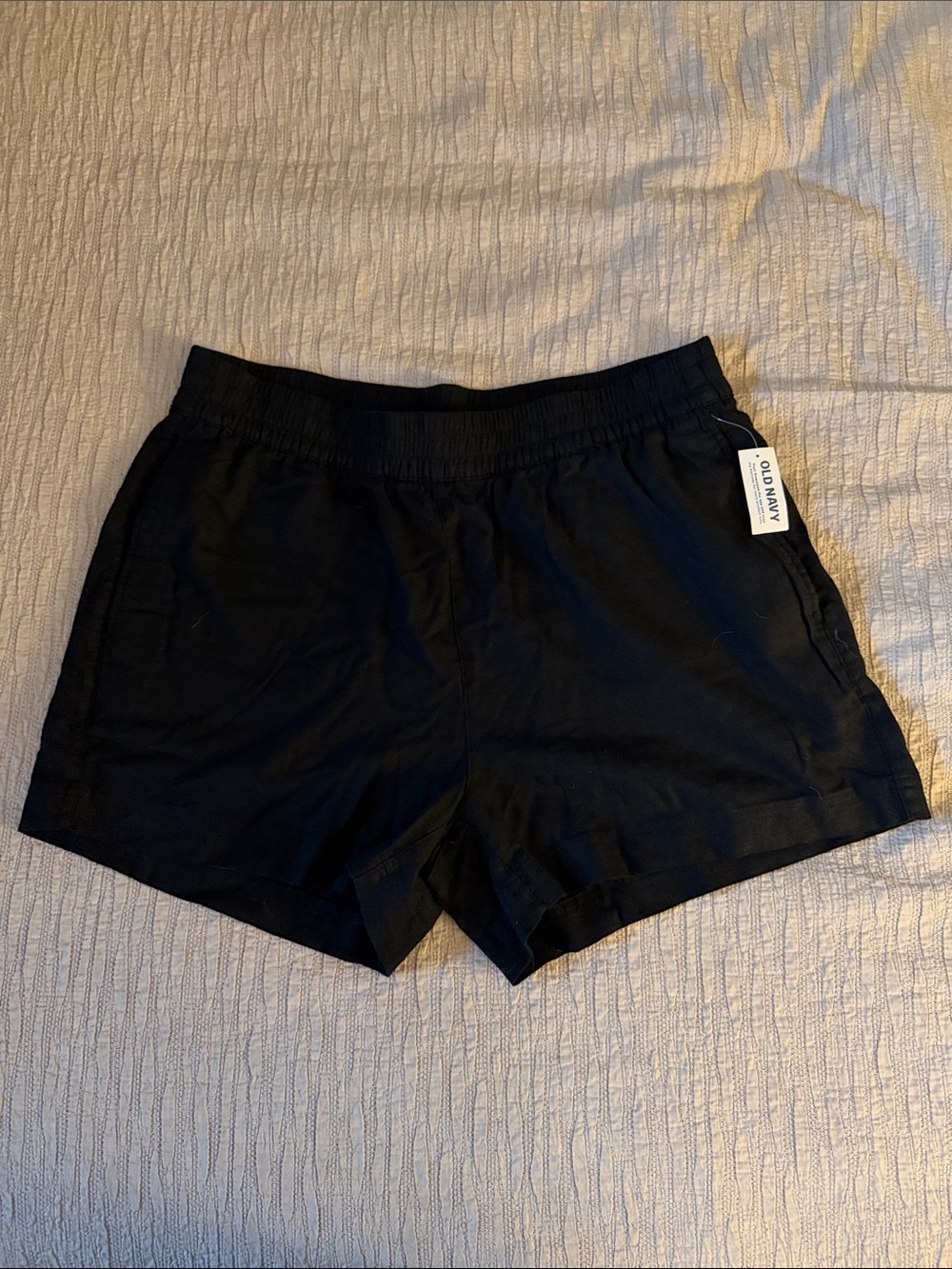 Old Navy Black Linen Drawstring Elastic-Waist Shorts